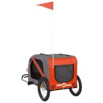 Vidaxl remorque de vlo pour chien orange et noir tissu oxford et fer