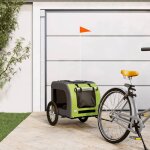 Vidaxl remorque de vlo pour chien vert et gris tissu oxford et fer