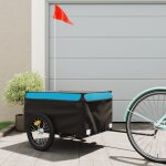 Vidaxl remorque de v�lo noir et bleu 45 kg fer