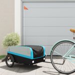 Vidaxl remorque de v�lo noir et bleu 45 kg fer