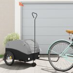 Vidaxl remorque de v�lo noir et gris 45 kg fer