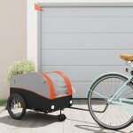 Vidaxl remorque de v�lo noir et orange 45 kg fer