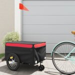 Vidaxl remorque de v�lo noir et rouge 45 kg fer