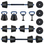 Vidaxl set d'halt�res 4 - en - 1 40kg noir et bleu ciment et sable de fer