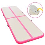 Vidaxl tapis gonflable de gymnastique avec pompe 400x100x10cm pvc rose