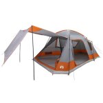Vidaxl tente cabane gris et orange 12 - personnes polyester et acier