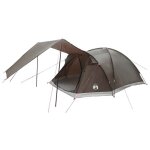 Vidaxl tente cabane marron gris 6 personnes polyester et acier