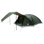 Vidaxl tente cabane vert arm�e 8 personnes polyester et acier