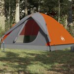 Vidaxl tente de camping a dme 3 personnes gris et orange impermable