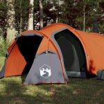 Vidaxl tente de camping tunnel 3 personnes gris et orange impermable