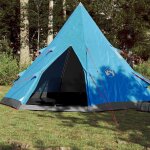 Vidaxl tente de camping tipi 4 personnes bleu imperm�able