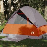 Vidaxl tente de camping a dme 4 personnes gris et orange impermable