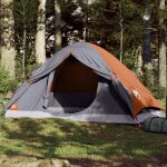 Vidaxl tente de camping a dme 4 personnes gris et orange impermable