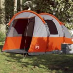 Vidaxl tente de camping tunnel 4 personnes gris et orange impermable