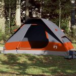 Vidaxl tente familiale a dme 6 personnes gris et orange impermable