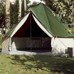 Tente familiale tipi 10 personnes verte polyester impermable 1 chambre 1 porte
