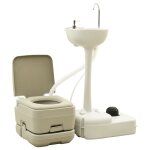 Vidaxl toilette portable de camping 10 + 10l et support a lave - mains 20l