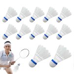 Volants de badminton en plumes, 12 pièces en nylon, equipement de sport blanc Volants de badminton en plumes, 12 pièces en nylon, equipement de sport blanc