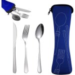 Voyage ensemble couverts set, couverts portatifs en acier inoxydable, couverts de camping avec etui en ...