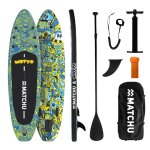Wotto x matchu - art collection - stand up paddle gonflable � vert et bleu - 320x81x15 cm