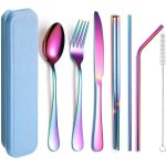 Xiaoyu ensemble d'ustensiles portables 7 pices, ensemble de couverts de camping de voyage, ensemble ...