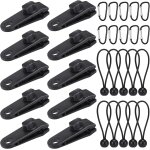 Yemaesre - lot de 30 clips de bche trs rsistants avec cordons elastiques et boucle en d, clips de ...