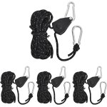Yemaesre - 4 pices cordes de tente avec poulie, 4 mm corde rglable a cliquet avec crochet, corde de ...