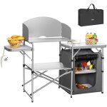 Yemaesre - cuisinearmoire de table de camping pique - nique compact portable pliable avec cadre en aluminium ...