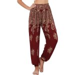 Yoga taille haute poches femme sarouel fashion imprim doux casual pantalon boho hippie