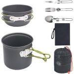 Ytfhg - batterie de cuisine de camping pour 1 a 2 personnes, ensemble de vaisselle de camping en aluminium, ...