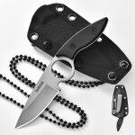 Ytfhg - couteau lame fixe edc mini - couteau de cou avec etui kydex collier a bille, acier 5cr13mov, ... Ytfhg - couteau lame fixe edc mini - couteau de cou avec etui kydex collier a bille, acier 5cr13mov, ...