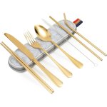 Ytfhg - couvert camping, 8 pices couvert kit pique nique pochette couverts de table couverts de voyage ...