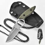 Ytfhg - omesio couteau de cou ¿ avec clip kydex fourreau et collier boule a accrocher ¿ couteau edc ...