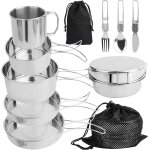Ytfhg - set de 10 couverts camping, kit de vaisselle en acier inoxydable, set de couverts camping avec ... Ytfhg - set de 10 couverts camping, kit de vaisselle en acier inoxydable, set de couverts camping avec ...