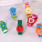 1 / 2 / 3 / 5pcs montres en bois belle bande dessin�e artisanat bracelet montres artisanat jouets pour ...