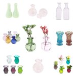 1 / 2pcs 1:12 dollhouse miniatures vase en verre transparent transparent pot de stockage pot de fleurs ...