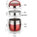1. 5l etudiants enfants bo�te a nourriture portable en acier inoxydable bo�te a riz isotherme r�cipient ...