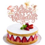 1 d�coration de g�teau d'anniversaire avec paillettes, champignon, fleurs et f�es, d�coration de g�teau ...