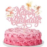 1 décoration de gâteau d'anniversaire avec paillettes, champignon, fleurs, fées, anniversaire, décoration ... 1 décoration de gâteau d'anniversaire avec paillettes, champignon, fleurs, fées, anniversaire, décoration ...