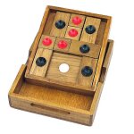 1 echiquier en bois classique rond a pois noirs, blancs et rouges, jouet educatif pour enfants (couleurs ...
