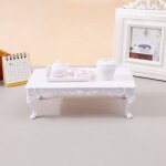 1 ensemble 1 / 6 th�i�re blanche miniature pour maison de poup�e, service a th�, mod�le de table a th�, ...