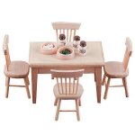 1 ensemble de chaises de table  manger modle 1:12 mini meubles en bois pour maison de poupe, meubles ...