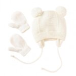 1 ensemble de gants et bonnets assortis pour garons et filles, jolies boules en peluche, chapeau chaud, ...