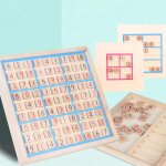 1 ensemble sudoku jeux de bureau educatifs multifonctions en bois sudoku pour gift blue