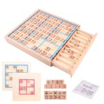 1 ensemble sudoku jeux de bureau educatifs multifonctions en bois sudoku pour gift green