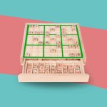 1 ensemble sudoku jeux de bureau educatifs multifonctions en bois sudoku pour gift pink