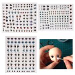 1 feuille d'autocollants yeux de poup�es de dessin anim�, accessoires pour bricolage