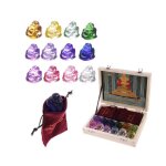 1 mini bouddha en verre avec pochette
