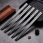 1 paire de baguettes en mtal, mnage haute temprature strilisables antidrapantes en acier inoxydable, ...