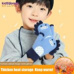 1 paire de gants pour enfants gar�on et fille, mitaines tricot�es, gants d'hiver en velours epais, coupe ...